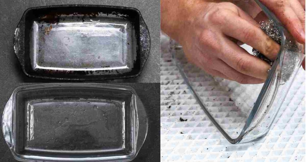 How to clean burnt glass pan
